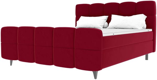 Boxspringbett Luna - Samtstoff - rot - 160x200 cm