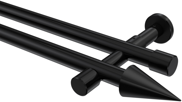 Gardinenstangen-Set Prestige Savio 100 cm, 2-läufig (ohne Ringe), 20 mm Ø Schwarz