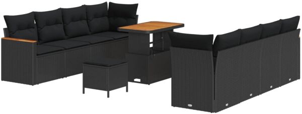 vidaXL Gartensofa-set mit Kissen 12 pcs Schwarz Poly-Rattan 3364969 Bild 2