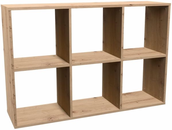 CDF Bücherregal mit 6 Fächern Würfelregal offenen Würfeln für Wohnzimmer Studio 2x3 Regal Stufenregal Ordnungssystem für Bücher Deko Fotos Arbeitszimmer Flur Eiche Artisan 30 x 110 x 75 cm