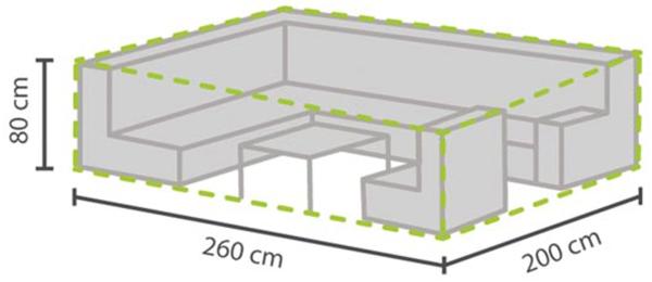 Perel Wetterfeste Schutzhülle Abdeckung rechteckig für Garten Lounge Set, 260x200x80cm