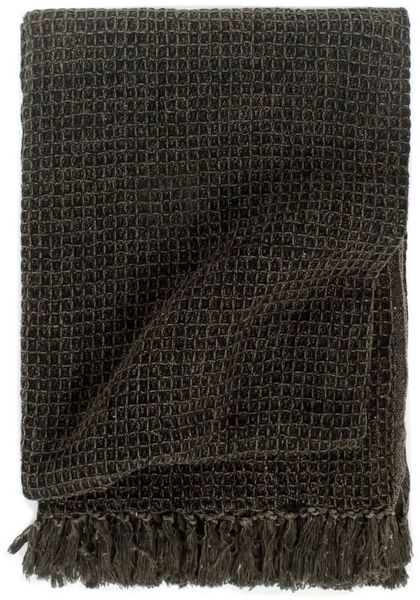 vidaXL Überwurf, Baumwolle anthrazit / braun, 220x250 cm