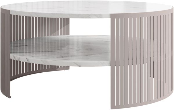 Couchtisch Fahugin Cashmere, Beine und Seiten aus Stahl (Farbe: Cashmere / Bianco Marmor)