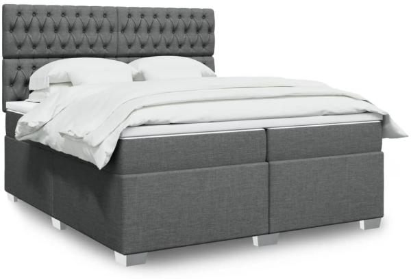 vidaXL Boxspringbett mit Matratze Dunkelgrau 200x200 cm Stoff 3292903