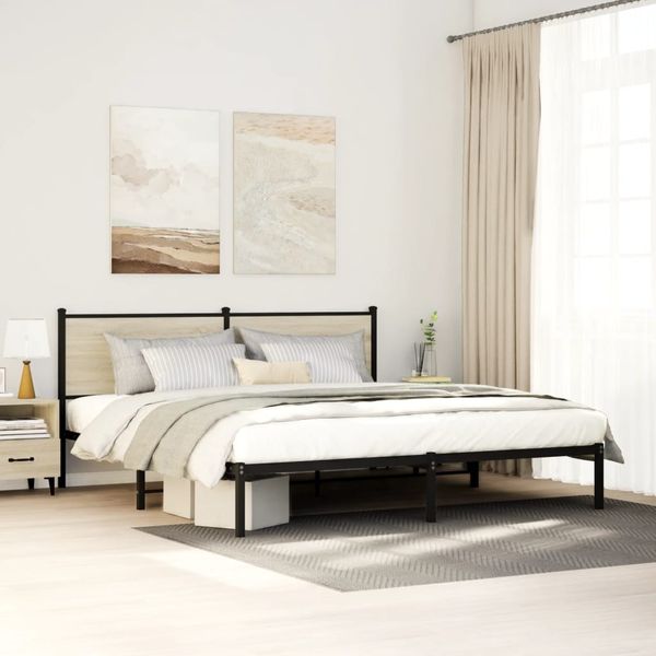 vidaXL Metallbett ohne Matratze Sonoma-Eiche 160x200 cm 4007719