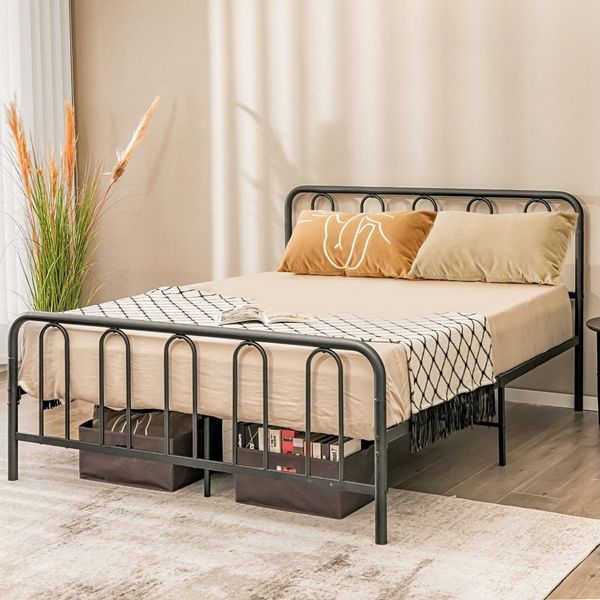 COSTWAY Bettgestell Metallbett, mit Stauraum für 200x160 cm Matratze (ohne Matratze)