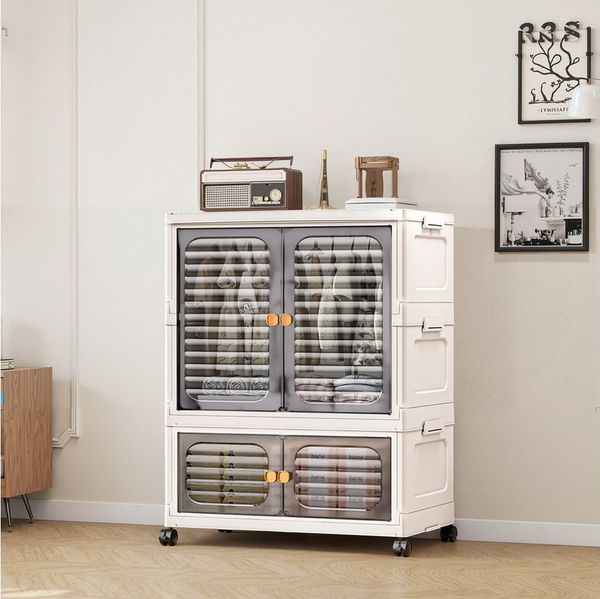GarveeMore Mehrzweckschrank Kunststoff Mehrschichtig Kleiderschrank Haushalt Klamotten Schrank Box 79x60x35cm Kostenlose Installation Baby Kleiderschrank KlappbareLageru