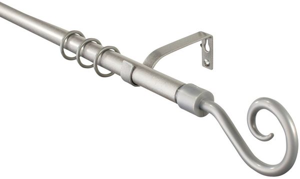 iso-design Gardinenstange silber ausziehbar 160–300 cm, Durchmesser 16/19mm, Ø 19 mm, 1-läufig, mit Bohren, Metall