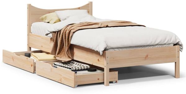 vidaXL Massivholzbett mit Schubladen 75x190 cm Kiefer 3301929
