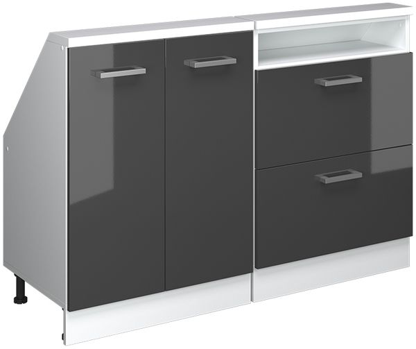 Küchenschrank für Dachschrägen R-Line Anthrazit Hochglanz 120 cm 2er Set Vicco