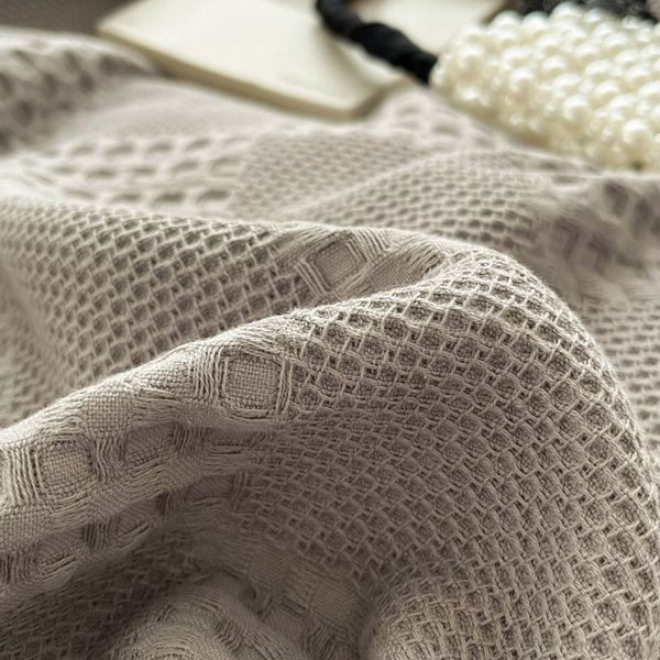 Wohndecke Baumwolle Waffelpique Kuscheldecke,Weiche und Atmungsaktive Tagesdecke, TUWENA