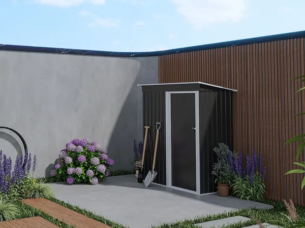 Vente-unique - BIRON Gartenhaus Metall Grau - B 77 cm x H 168 cm x L 153 cm