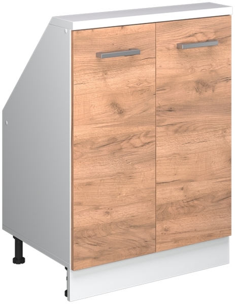 Küchenschrank für Dachschrägen R-Line Goldkraft Eiche 60 cm mit 2 Türen Vicco