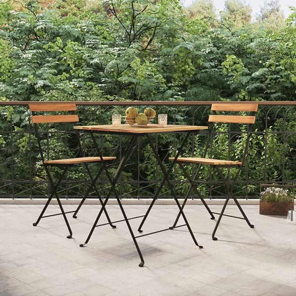 vidaXL Bistrostühle Klappbar 2 Stk. Massivholz Teak und Stahl 319979