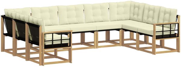 vidaXL Outdoor-Sofagarnitur mit Kissen 9 pcs Weiß und Creme 3389864 Bild 2