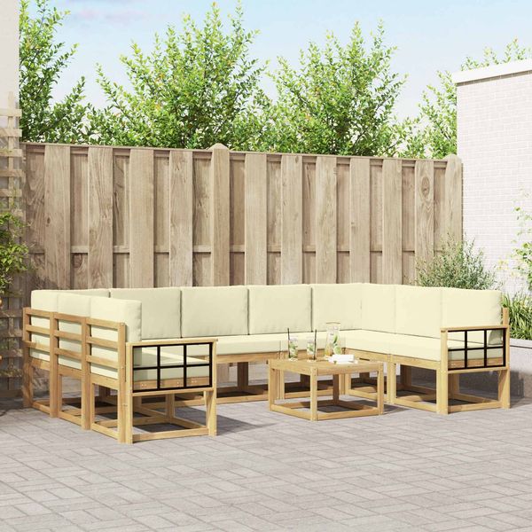 vidaXL Outdoor-Sofagarnitur 10 pcs Weiß und Creme 59 x 59 x 37 cm 3388264