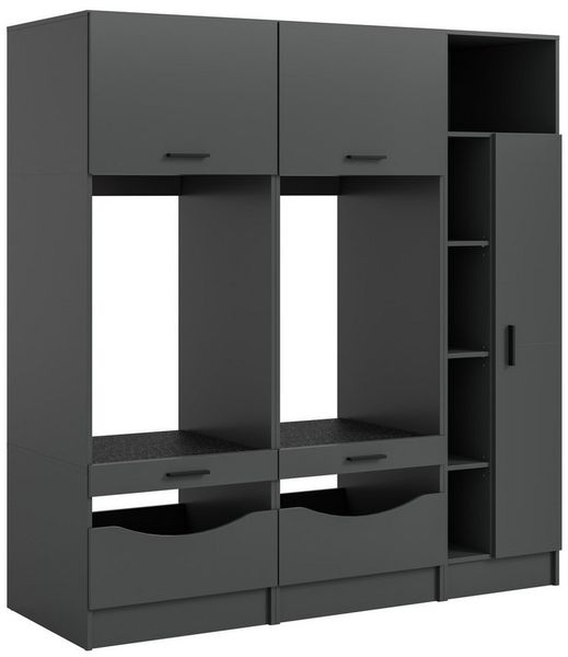 welltime Badmöbel-Set FALAS, 3-teilig, Hauswirtschaftsraum Set, Breite 182 cm, (Set, 3-St, bestehend aus: 2x Waschmaschinenumbauschrank & 1x Mehrzweckschrank), Kombination, Waschmaschinenumbau, Waschmaschinenschrank, Wäschekammer