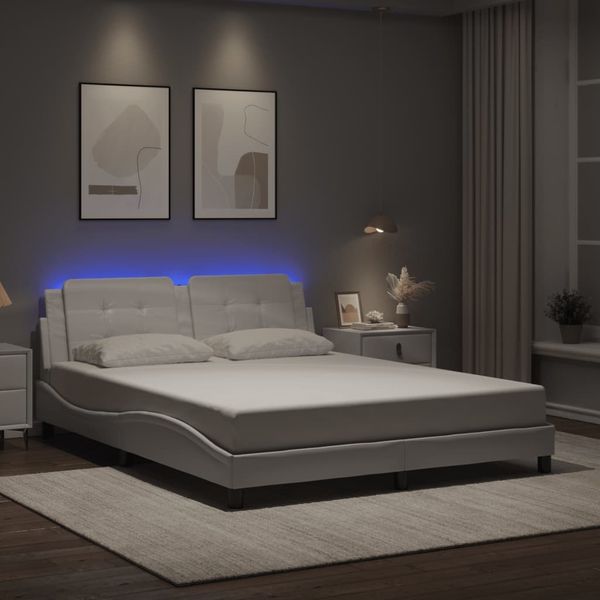 vidaXL Bettgestell mit LED ohne Matratze "Zadar" Weiß 160x200 cm 3214118