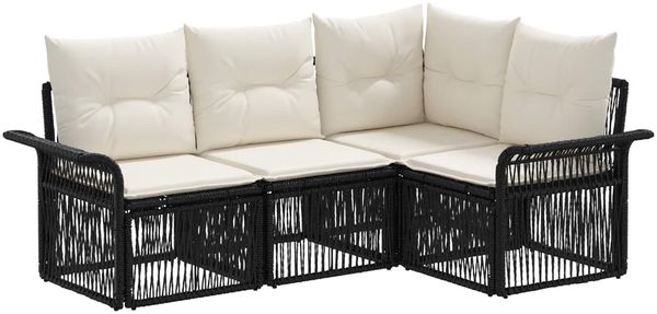 vidaXL Gartensofa-set 4 pcs Schwarz Poly-Rattan 3434821