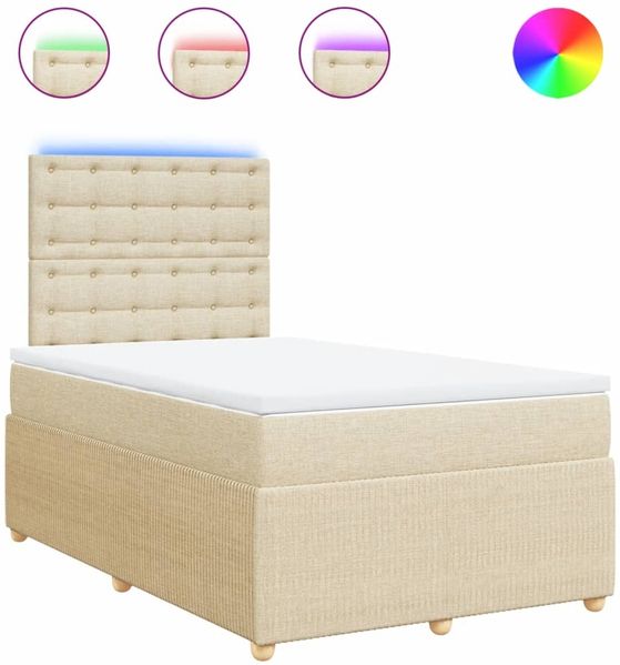vidaXL Boxspringbett mit Matratze Creme 120x200 cm Stoff 3294342 Bild 2