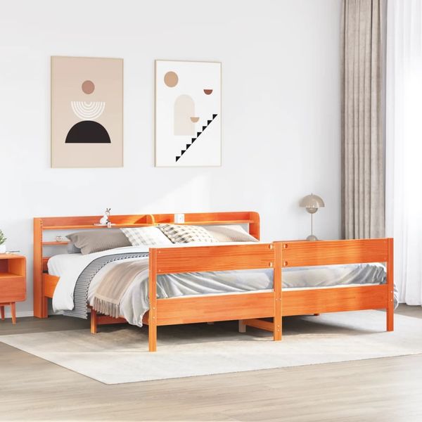 vidaXL Massivholzbett ohne Matratze Wachsbraun 180x200 Kiefernholz 3306920
