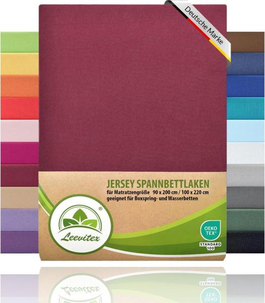 leevitex® Spannbettlaken Premium 170g/m², Gummizug: rundum, schwer und dick, 100% Jersey-Baumwolle, auch Boxspringbett geeignet