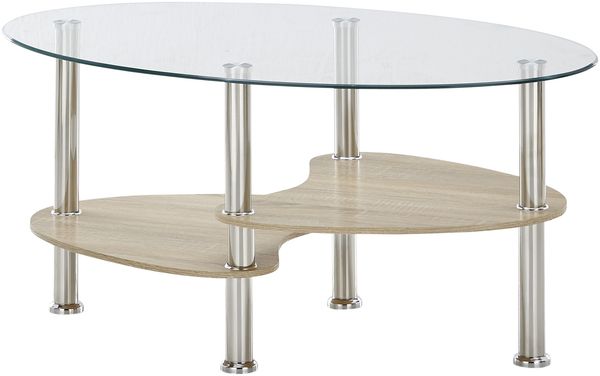 Couchtisch >PANTY< Sicherheitsglas, Ablage Artisan oder Sonoma Eiche - 42x90x55 (BxHxT)
