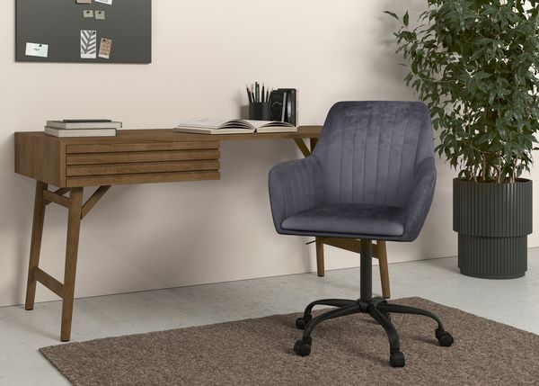 INOSIGN Bürostuhl Perry2, eleganter Samtstuhl, schwarzes Drehkreuz,Polsterung in Längsnaht-Optik