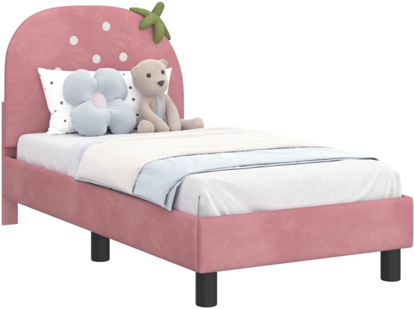 vidaXL Kinderbettgestell mit Kopfteil Rosa 70x140 cm Samt 42011064