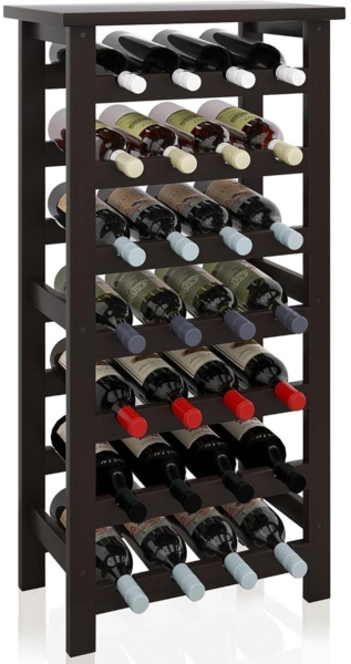 Weinregal Bambus 28 Flaschen 7 Etagen freistehend Küche Speisekammer Keller Bar