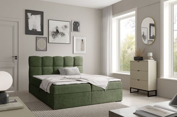 Boxspringbett Schlafzimmerbett PAROZO PREMIUM 160x200cm Stoff Coral Grün