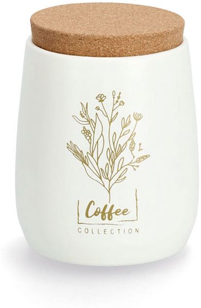 ZELLER 19384 Vorratsdose COFFEE 750 ml aus Metall mit Korkdeckel, ca. Ø 10,7 x 13,2 cm