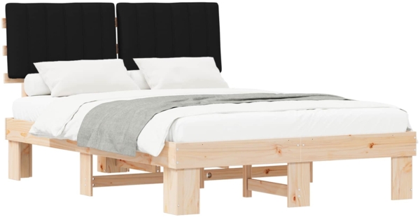 vidaXL Bettgestell mit gepolstertem Kopfteil Schwarz 140x200 cm 877486 Bild 1