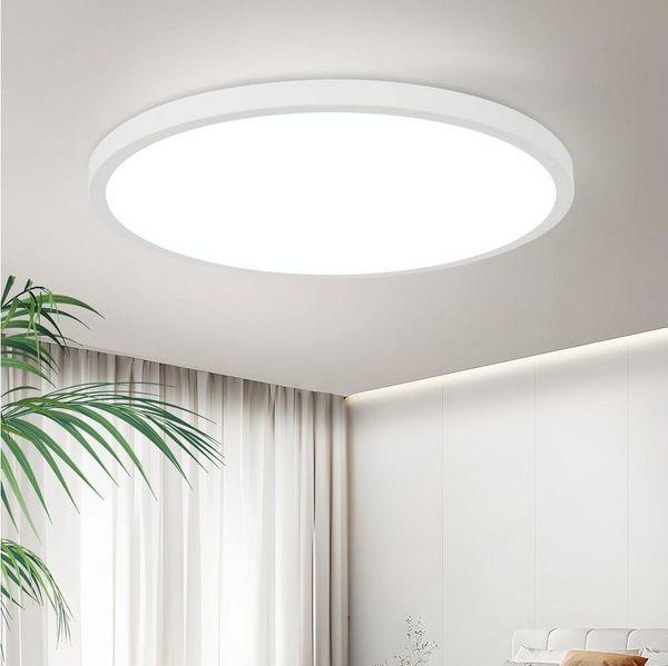 ZMH LED Deckenleuchte Wohnzimmer Deckenlampe Dimmbar Modern einfache Selbstmontage Flur, Hochwertige Design, LED fest integriert, 6000K, Weiß Nicht Dimmbar