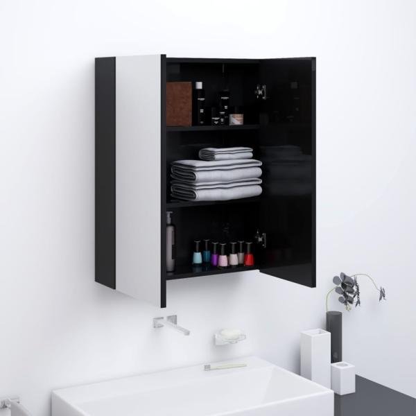 vidaXL Bad-Spiegelschrank 60x15x75 cm MDF Glänzendes Schwarz 331524