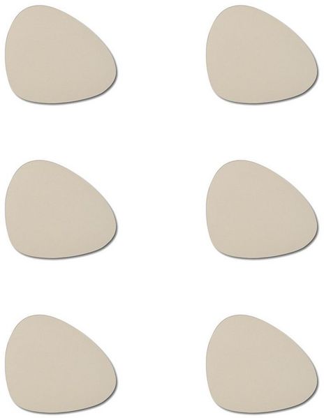 Basera® Glasuntersetzer 6er-Glasuntersetzer-Set Kunstleder gebogen, 6-tlg, creme, 12 x 10 cm