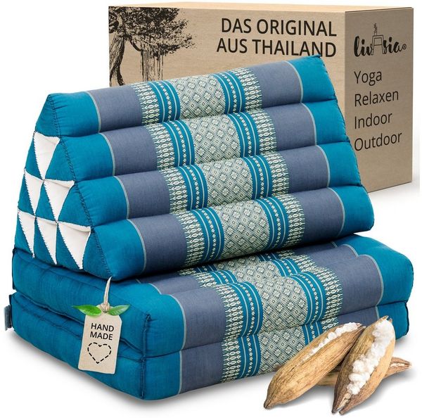 livasia Sitzsack Thaikissen 2 Auflagen, vegan und handgefertigt, 120 x 50 x 8 cm, Kapok