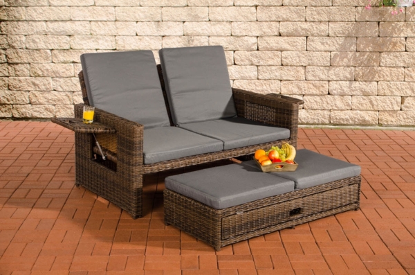 CLP Polyrattan Sofa Ancona 5mm,braun-meliert eisengrau