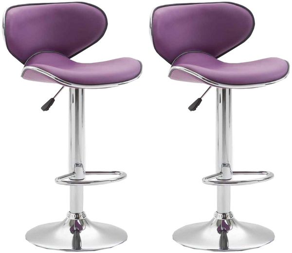 2er Set Barhocker Las Vegas V2 Kunstleder chrom, lila