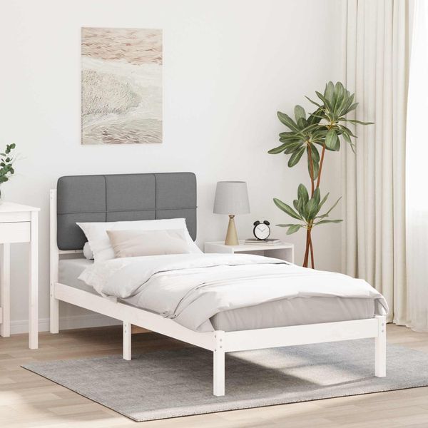 vidaXL Bettgestell mit gepolstertem Kopfteil Hellgrau 90 x 200 cm 878008