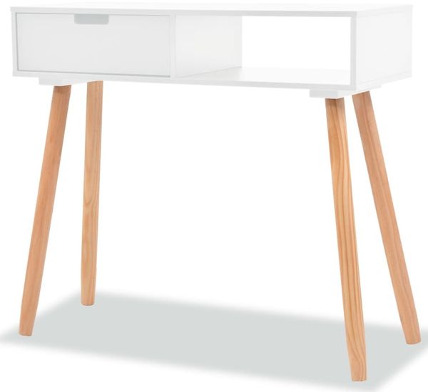 Konsolentisch, Beistelltisch, Konsole Kiefernholz Massiv 80 x 30 x 72 cm Weiß Bild 2