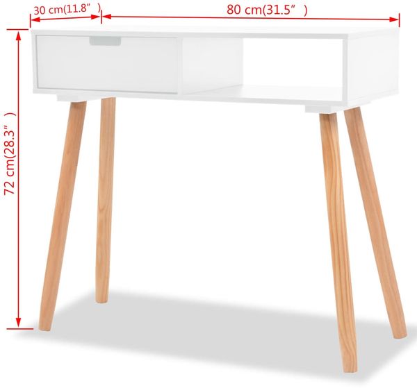 Konsolentisch, Beistelltisch, Konsole Kiefernholz Massiv 80 x 30 x 72 cm Weiß Bild 6