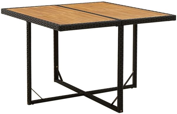 vidaXL Gartentisch Schwarz 109x107x74cm Poly Rattan Massivholz Akazie 316790