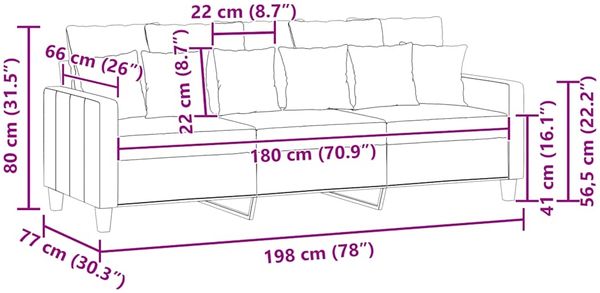 vidaXL 3-Sitzer-Sofa Hellgrau 180 cm Stoff 359275 Bild 9