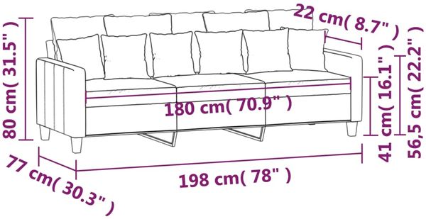 vidaXL 3-Sitzer-Sofa Hellgrau 180 cm Stoff 359275 Bild 8