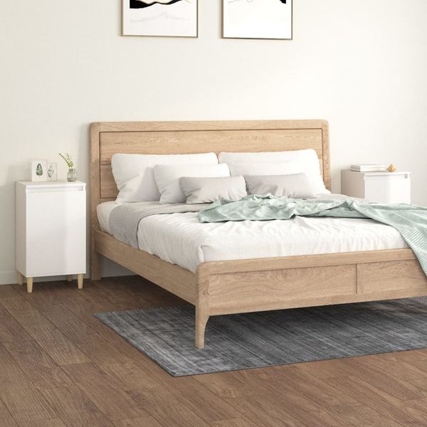 vidaXL Nachttische 2 Stk. Hochglanz-Weiß 40x35x70 cm Holzwerkstoff 819633