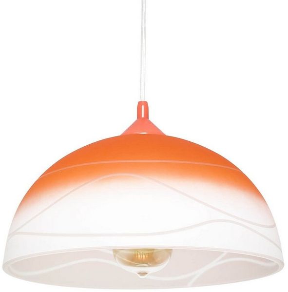Licht-Erlebnisse Pendelleuchte ADANIA, ohne Leuchtmittel, Hängeleuchte Esstisch Orange Weiß Retro Hängelampe