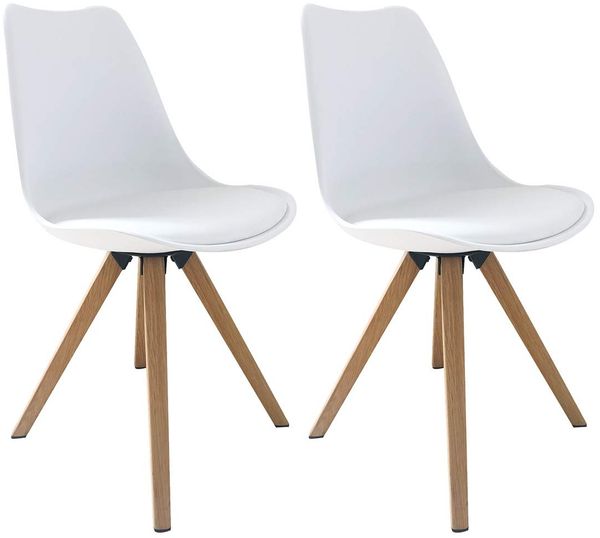 byLIVING Esszimmer-Stuhl KIRA, 2er-Set, Küchenstuhl, Füße Metall Eichenfarben foliert, Sitzschale weiß, Sitzkissen Kunststoff, B 48, H 86, T 55,5 cm