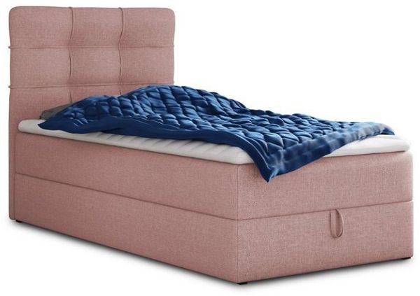 Boxspringbett Best Mini mit Bettkasten und Matratzentopper - Einzelbett mit Bonell-Matratze und Topper, Polsterbett, Bett, Schlafzimmer (Pink (Inari 52), 90 x 200 cm) Bild 4
