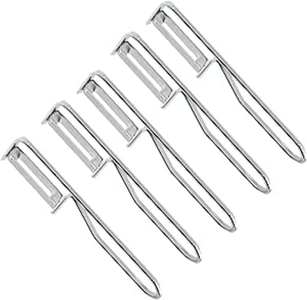 5 Stück Fackelmann - Universal-Sparschäler/Pendelschäler, ideal für Spargel, Obst und Gemüse, Edelstahl/Stahl - Silber